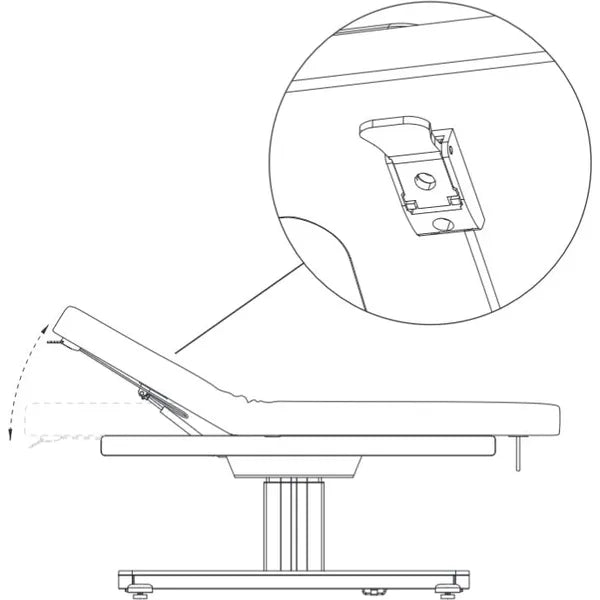 Elektrische Massageliege mit 1 Motor, Massagetisch in Weiß, Behandlungsliege Orion, stabil und höhenverstellbar.