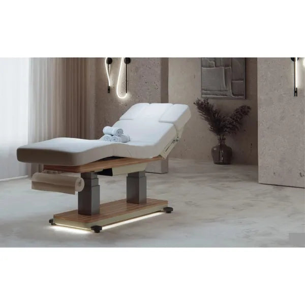 Elektrische Massageliege mit 4 Motoren, Massagetisch mit Heizfunktion, LED, Behandlungsliege Virgo in modernem Design.
