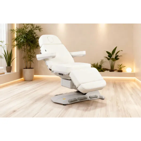 Drehbare elektrische Kosmetikliege Maxi Cozy Plus, 4 Motoren, verstellbare Rückenlehne, Kopf-/Fußstützen, ±110° Drehung