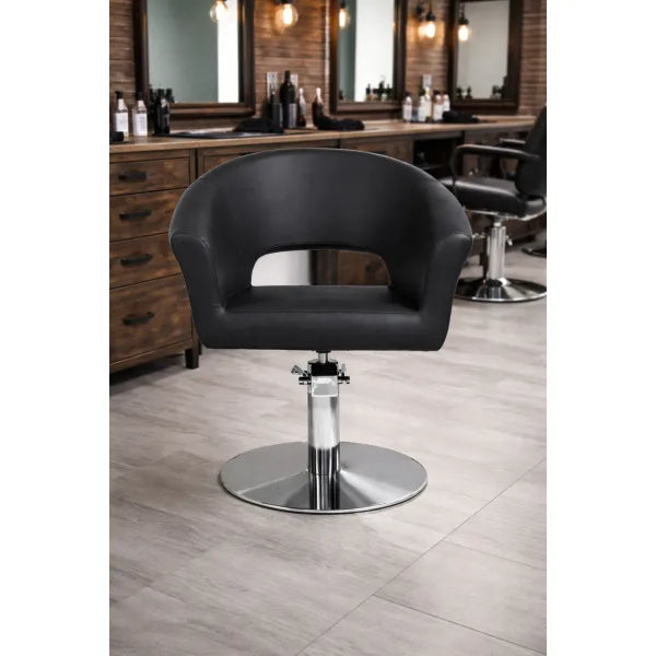 Friseurstuhl Cosmo – luxuriöser, eleganter Salonstuhl mit Chrombasis im professionellen Styling-Salon