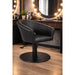 Friseurstuhl Cosmo – luxuriöser, eleganter Salonstuhl auf Rundbasis, verstellbar, schwarzes Leder