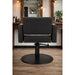 Friseurstuhl Flirty – eleganter Profi-Friseurstuhl mit Hydraulikpumpe, schwarzer Sitz im Salon.