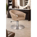 Friseurstuhl Cosmo in Beige-Kunstleder, höhenverstellbar, drehbar, runde Metallbasis.