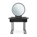 Friseurbedienplatz Nicole mit LED-Spiegel, freistehender Styling-Tisch, schwarzer Metallrahmen