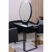 Friseur bedienplatz Nicole mit LED-Spiegel, freistehende schwarze Styling-Unit mit Ablage und Steckdosen
