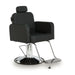 Luxuriöser Friseurstuhl Noor mit verstellbarer Rückenlehne, feuerhemmende PU-Lederpolsterung, runder Chromfuß.