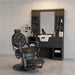 Vintage Herren Friseurstuhl, Barberstuhl Clint in Schwarz – Hochwertiger Barbershop Bedienplatz OKE 2/98/W - Tiptop - Einrichtung
