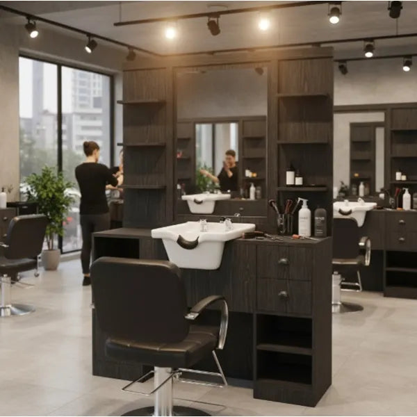 Vorwärtswaschbecken friseur OKE 2/98/W, Friseur Bedienplatz mit Vorwärtsausrichtung - Tiptop - Einrichtung