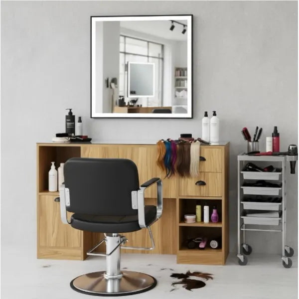 Friseur Bedienplatz aus Melaminholz, Modularer Barbiersalon, Friseurarbeitsplatz Oke - Tiptop - Einrichtung