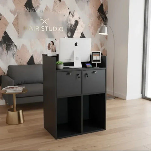 Friseur Rezeption, empfangstheke in Schwarz Töne, aus Holzmelamin OKE 5 98 BR - Tiptop - Einrichtung