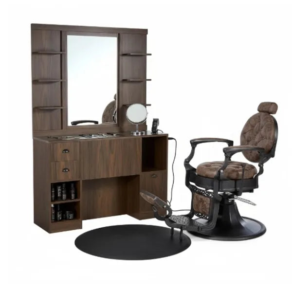 Friseur Bedienplatz, Barbiersalon Bedienplatz Oke-bbc – Herren Friseurstuhl, Barberstuhl Vintage Clint - Tiptop - Einrichtung