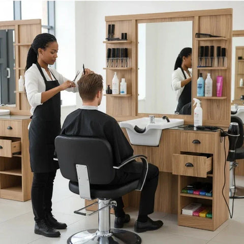 Vorwärtswaschbecken friseur mit Barbershop Friseur Bedienplatz Oke-br und Stauraum - Tiptop - Einrichtung