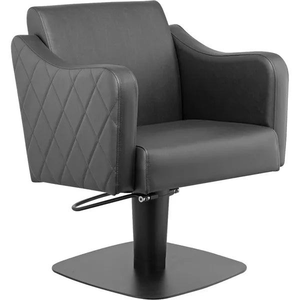 Friseurstuhl in eleganter Schwarz-Farbe, Luxuriöser Friseur stuhl Petal mit hydraulischer Höhenverstellung und edlem Design.