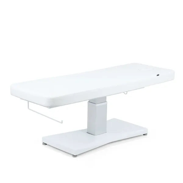 Elektrische Massageliege Hern+ mit 1 Motor, höhenverstellbar, weiße Kosmetikliege fürs Spa & Wellness