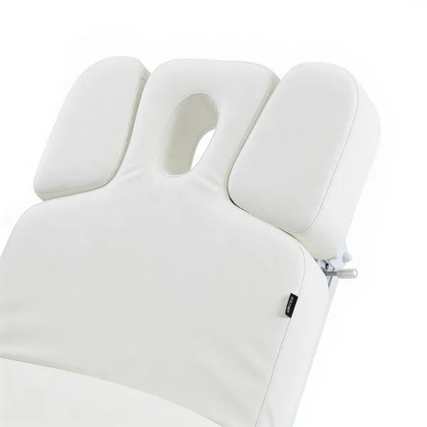 Weiße SPA-Elektrische Massageliege Tensor+ mit Kopföffnung und gepolsterten Seitenflächen