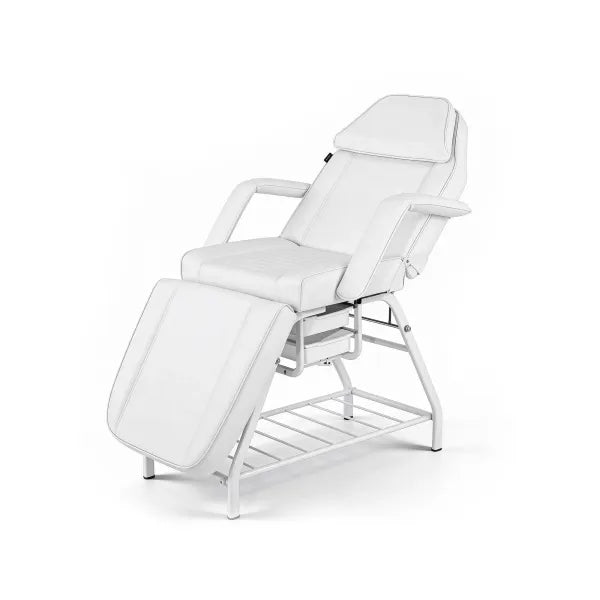 Weiße Kosmetikliege Domix 3-teilig, manuelle Massageliege mit Stauraum, Modell 3557A.A26