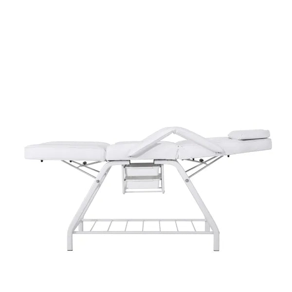 Domix Kosmetikliege 3-teilig, manuelle Massageliege mit Stauraum, weißes Modell 3557A.A26