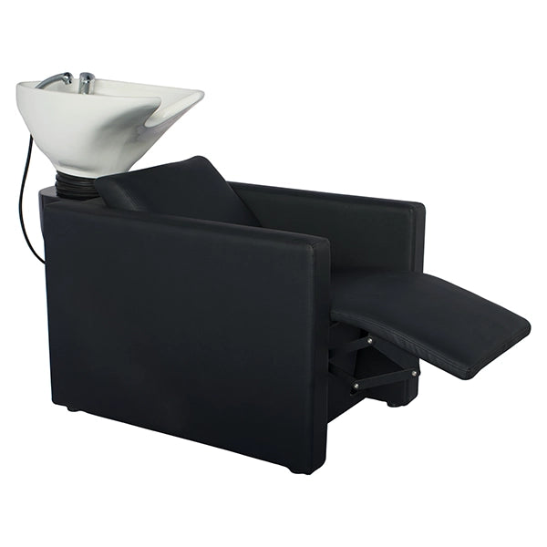 Friseur Waschbecken mit elektrischer Fußstütze, Schwarz, Friseurwaschbecken Peek power plus, ergonomisch und stilvoll.