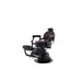 Volt Braun barber chair with electric height adjustment, electric footrest, foldable arms in brown leather.