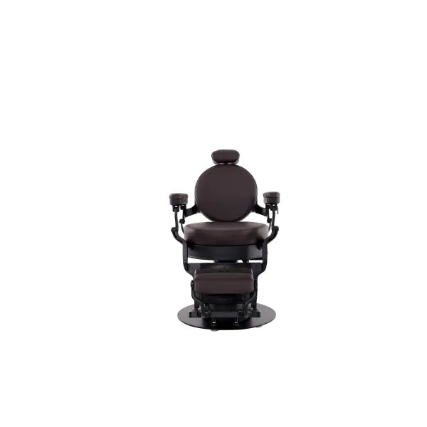 Barber chair VOLT Braun, brown, electric height-adjustable with footrest foldable premium comfort for barbershops