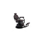 VOLT brown barber chair with electric height adjustment, footrest, and foldable design for professional barbershops.