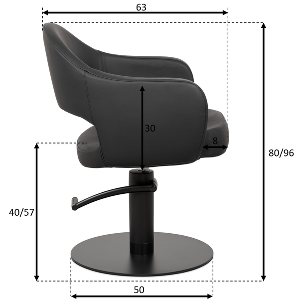 Friseurstuhl LIRA mit Hydraulik – ergonomisch, stabil, komfortabel, hochwertiger Stylingstuhl für Salons