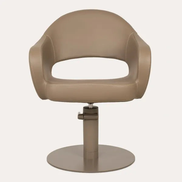 Friseurstuhl LIRA mit Hydraulik – ergonomisch, stabil & komfortabel, beige Lederoptik im Salon