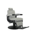 HAWK gray hydraulic barber chair with vintage quilted upholstery, headrest, and footrest.
