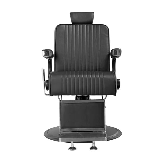 Schwarzer Barber Stuhl Quiff 2 mit verstellbarer Fußstütze, Kopfstütze, Arm-/Fußstützen aus Aluminium, Hydraulikpumpe