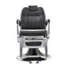 Vintage Barberstuhl Schwarz-Silber. Professioneller Herren-Friseurstuhl mit hydraulischer Verstellung, Sitzkomfort & klassischer Barbershop-Optik.