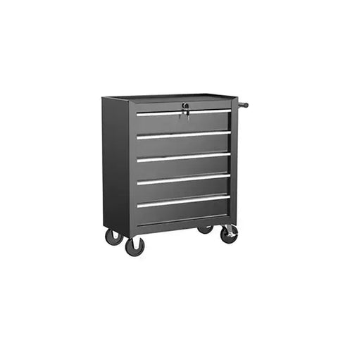 Robuster Arbeitswagen, Werkzeugwagen Crux mit 5 Schubladen in mattschwarz, ideal für Friseursalons und Werkstätten.