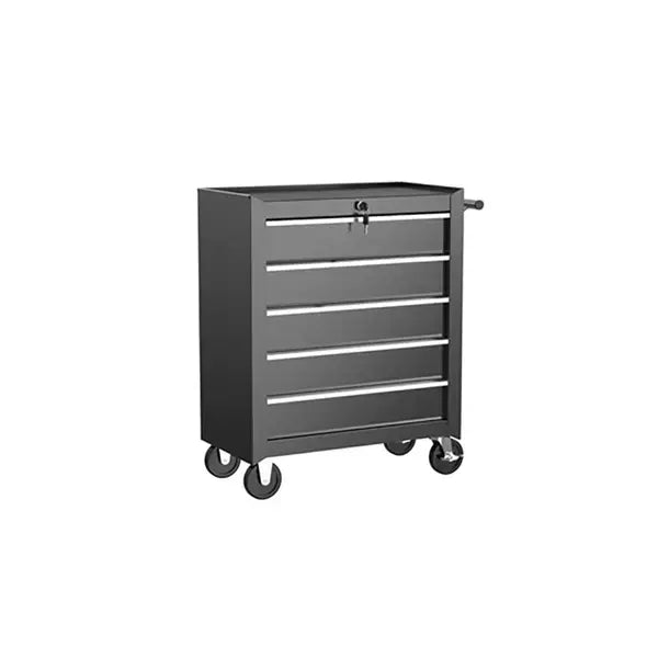 Robuster Arbeitswagen, Werkzeugwagen Crux mit 5 Schubladen in mattschwarz, ideal für Friseursalons und Werkstätten.