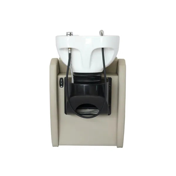 Friseurwaschbecken WISP POWER+ Beige – weiße Spüle, Anschlüsse, moderne Friseurstation