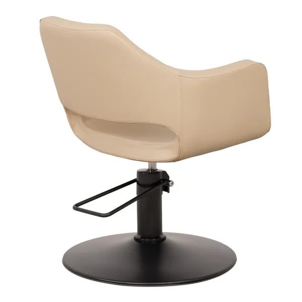 Friseurstuhl in eleganter Schwarz-Farbe mit Schwarzer runder Fuß, Luxuriöser Friseur stuhl Whim R - Tiptop - Einrichtung