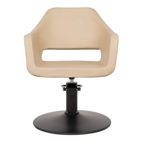Friseurstuhl in eleganter Schwarz-Farbe mit Schwarzer runder Fuß, Luxuriöser Friseur stuhl Whim R - Tiptop - Einrichtung