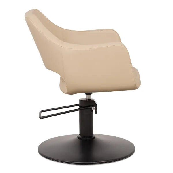 Friseurstuhl in eleganter Schwarz-Farbe mit Schwarzer runder Fuß, Luxuriöser Friseur stuhl Whim R - Tiptop - Einrichtung