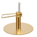 Goldfarbener Hydraulik-Salonstuhl-Sockel mit kreisförmiger Grundplatte und Hebel für Friseurstuhl GLAM.