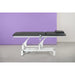 Electric massage table with 1 motor, height-adjustable treatment bed, Vital white frame and black upholstery.