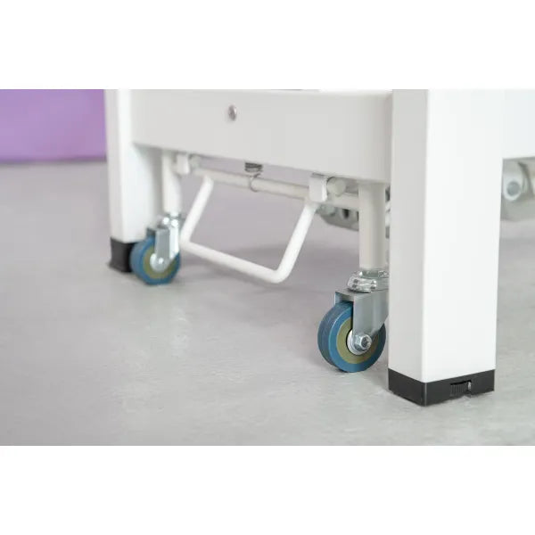 Electric massage table with 1 motor, height-adjustable treatment bed on caster wheels (Vital)