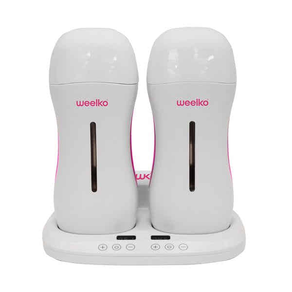 Dual wax heater for two roll-on cartridges with LCD display and temperature control.