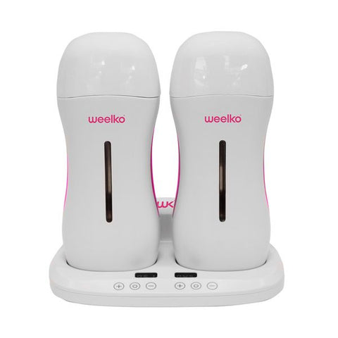 Dual wax heater for two roll-on cartridges with LCD display and temperature control.