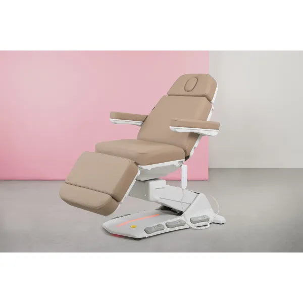 Luxus Kosmetikliege Maxi Cozy: dreht, heizt, 4 Motoren, Rückenlehne 0–85°, Kopf-/Fußstützen, ±110° Drehung