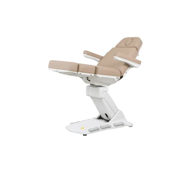 Drehbare Heizbare Kosmetikliege Maxi Cozy, 4 Motoren, Rücken 0–85°, Sitz 10°, Fuß 0–85°, Drehung ±110°.