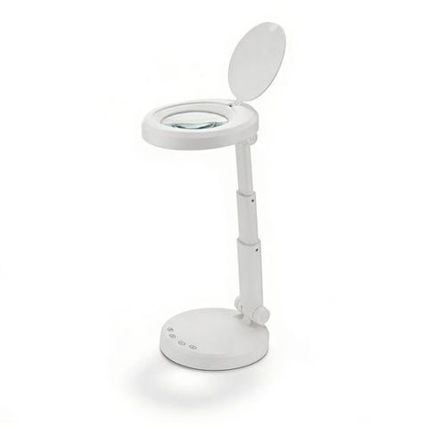 LED Lupenlampe 5x mit Tischfuß, dimmbar, 3 Lichtfarben, Profi Kosmetik Lampe Flip WKL006 im Standfuß