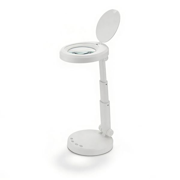 LED Lupenlampe 5x mit Tischfuß, dimmbar, 3 Lichtfarben, Profi Kosmetik Lampe Flip WKL006 im Standfuß
