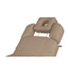 Beige elektrische Massageliege mit Loch im Kopfteil, verstellbaren Arm- und Beinlehnen, Fußstütze und LED-Beleuchtung.