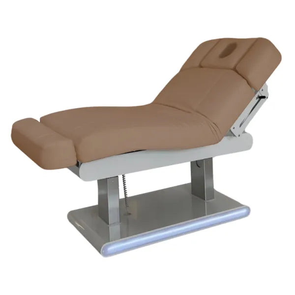 Elektrische Massageliege mit Heizfunktion, Kopfstütze mit Gesichtsaussparung, 4 Motoren, LED-Beleuchtung, Polsterung.