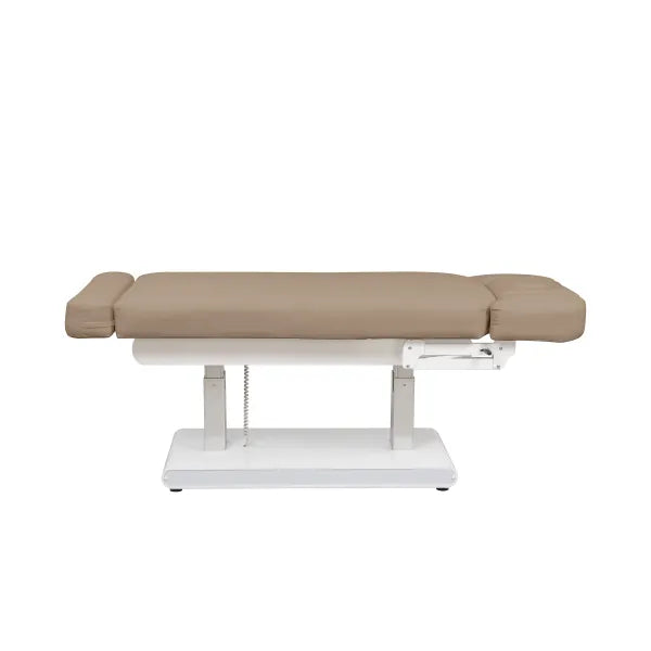 Elektrische Massageliege mit Heizfunktion, LED-Beleuchtung, Kopfstütze mit Gesichtsaussparung, beige Polster