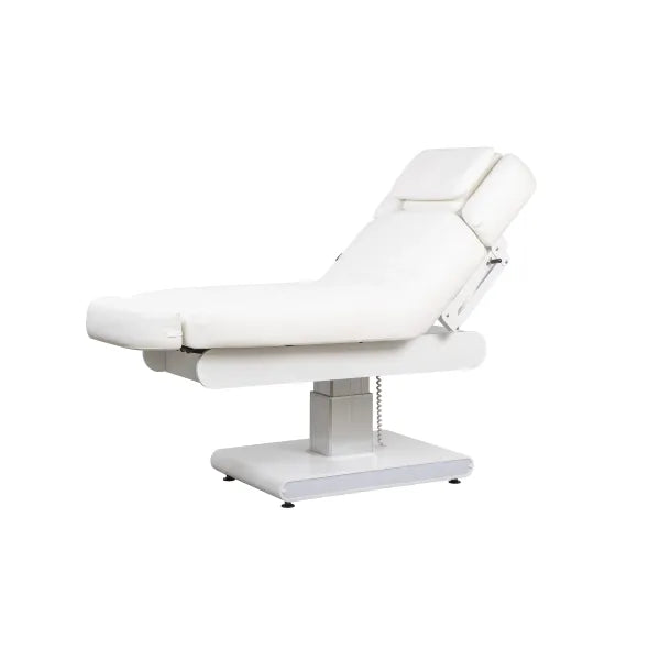 Elektrische Massageliege mit Heizfunktion, LED, Fernbedienung; Rückenlehne 0–60°, Beinstütze 0–30°, Kopfstütze, PU-Bezug.