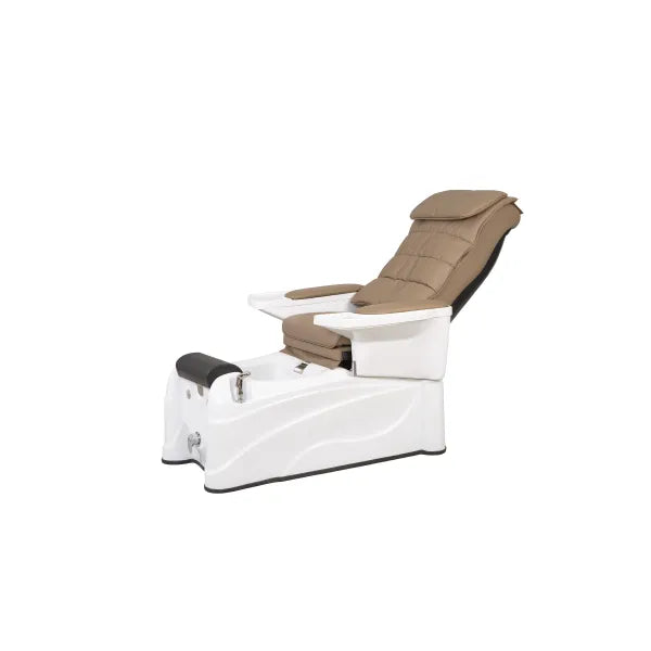 SPA Pediküre Sessel mit Waschbecken, Shiatsu-Massagesystem und Fußwanne, beige Luxus-Polsterung